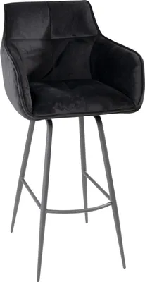 Produktbild von Barhocker - Schwarz - H 106 cm - Samtbezug - Metallgestell - 360 Grad drehbar