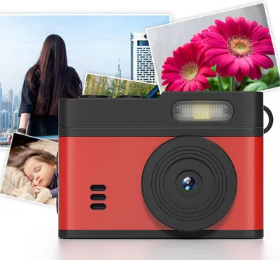 Produktbild von Schlüsselanhänger-Kamera, 0,96 Zoll HD-Display, 1080P, 12 MP, Vintage, kompakt, mit LED-Fülllicht für Reisen, Campus, Schwarz, Rot