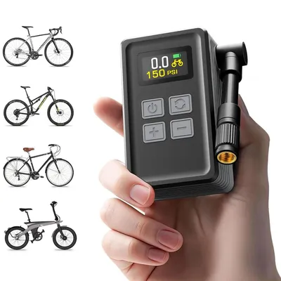 Produktbild von Elektrische Luftpumpe mit Manometer, elektrische Fahrradpumpe, automatische Abschaltung, bürstenloser Motor, für Bikes, Rennräder, Bälle