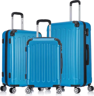 Produktbild von Flexot® F-2045 | 3er Kofferset | Brilliant-Blau - Koffer Set | Größen M Handgepäck | L & XL Trolley | Hartschalenkoffer | elastisch & robust | 360° Rollen | Reisegepäck | Reisekoffer | Koffer | Suitcase | Luggage