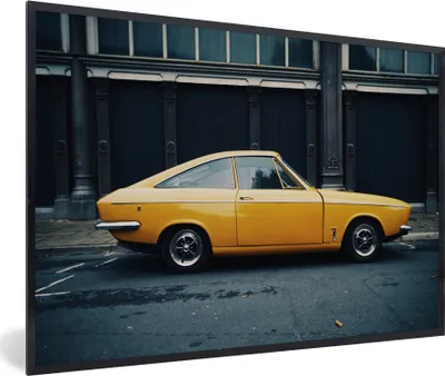 Produktbild von MuchoWow® MuchoWow® Gerahmtes Poster Autos - Oldtimer - Gelb 90x60 cm - Poster mit zchwarzem Bilderrahmen - Fotorahmen - Foto-Plakat