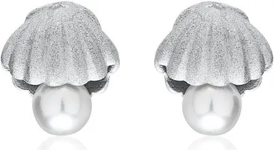 Produktbild von Ohrringe aus 925er Silber mit Süßwasserperlen im Muschel-Design