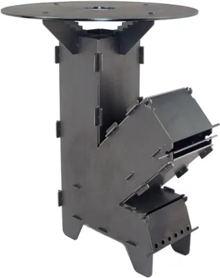 Productafbeelding van Raketoven inclusief 5 mm grillplaat. Rocket Stove steeksysteem van massief staal, 3 mm dik. Vuurkorf, BBQ, raketoven, houtoven, geschikt voor kamperen. Campingfornuis, campinggrill. Gemaakt in Duitsland