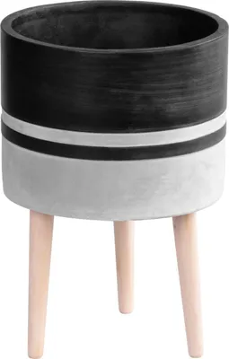Immagine prodotto di Decorazione MagicHome, Vaso, grigio chiaro/scuro, cemento, con piedini, 22x22x31 cm