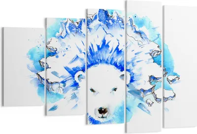 Produktbild von Bild auf Leinwand - Leinwandbild - Bär Eis Winter Arktis - 150x100cm - Wand Bild - Wanddeko - Leinwanddruck - Bilder - Kunstdruck - Wanddekoration - Leinwand bilder - Wandkunst - EG150x100-3021
