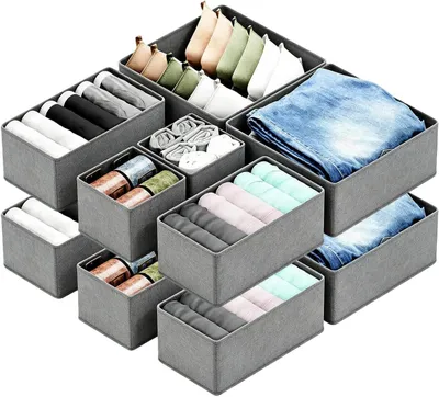 Immagine prodotto di Set di organizer per cassetti, 12 pezzi, grigio, pieghevoli