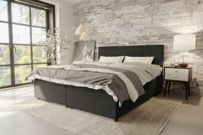 Produktbild von 99rooms Kira Boxspringbett Strukturstoff NEVE Schwarz 180x200 cm