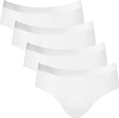 Produktbild von Sloggi Herren Slips, 4er Pack - 24/7 Midi, Unterwäsche, Unterhose, Baumwolle, Logo, einfarbig Weiß L