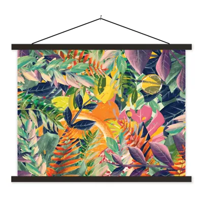 Produktbild von MuchoWow® Textilposter Blumen - Dschungel - Tropisch 40x30 cm mit schwarzem Rahmen - Dekorationen