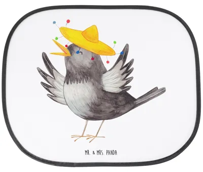 Produktbild von Mr. & Mrs. Panda auto blendschutz Rabe Sombrero - Weiß - Geschenk, Vogel, Vögel, Hitzeschutz, Motivation, autofenster sonnenschutz, Autoscheibe, Elster, Spruch Positiv