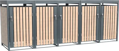 Produktbild von Westmann Metall Mülltonnenbox Planta 5x240 L Mülltonnenbox mit Pflanzdach 84x332x124 cm