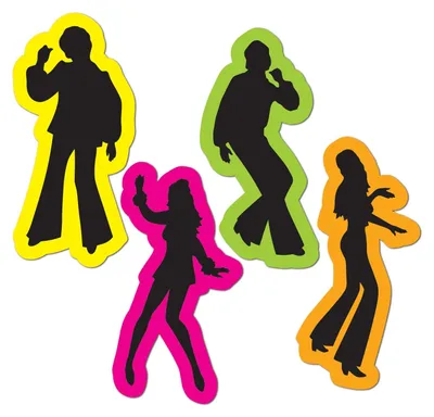 Produktbild von 4er Set 70er Jahre Disco Silhouetten 40 cm - Einheitsgröße