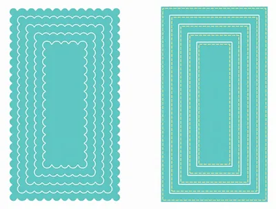 Productafbeelding van Metaalstansvormen - 2 stuks genaaide mini-sjabloenen - voor scrapbooking, embossing en het maken van kaarten