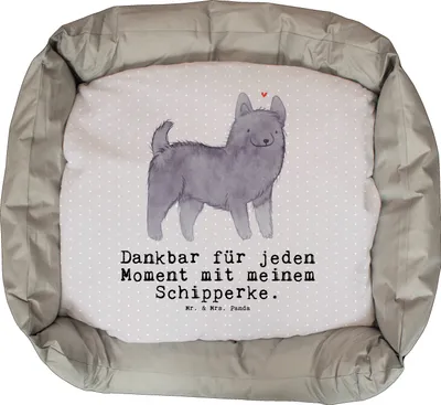 Produktbild von Mr. & Mrs. Panda Liegeplatz Schipperke Moment - Grau Pastell - Geschenk, Valentinstag, Welpen, Hund, Belgische Hunderasse, Jubiläum, Muttertag, Ostern
