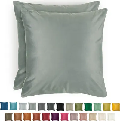 Produktbild von Blumtal 2er Set Kissenbezug 40x40 cm Samt - edler Kopfkissenbezug aus Samt, weiche Kissenhülle Velvet, Grau
