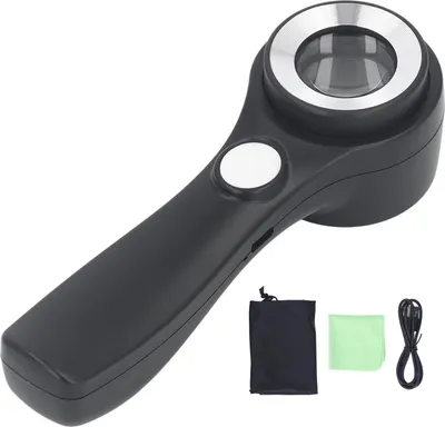 Immagine prodotto di Lente d'ingrandimento portatile 60x illuminata Lente d'ingrandimento USB ricaricabile a LED per l'osservazione dell'esplorazione all'aperto