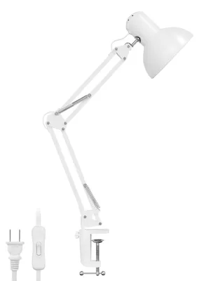 Bürolampe Retro mit Klemme, E27, verstellbar, 38x15x27 cm, Weiß