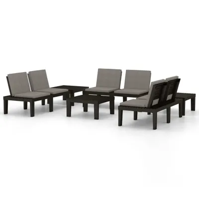 Produktbild von 6-tlg. Garten-Lounge-Set mit Auflagen Kunststoff Grau