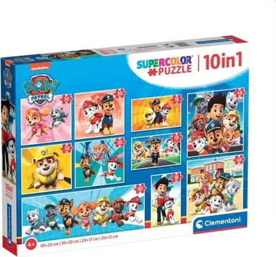 Obrázok produktu pre Supercolour 10 in 1 - Paw Patrol (10 puzzle (18-60 dielikov)) - Clementoni 20270 - (Hracie automaty / Puzzle)