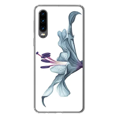 Produktbild von MuchoWow® Handyhülle Schutzhülle Hülle für Huawei P30 Blumen - Aquarell - Lilie Silikon Softcase Handy Hülle - Kartenbesitzer