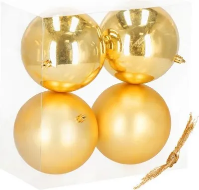 Zdjęcie produktu dla Bombki choinkowe złote 12 cm 4 szt