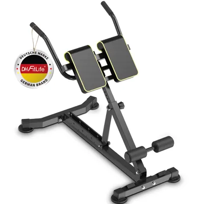 Zdjęcie produktu dla DH FitLife 5w1 ławka do ćwiczeń: prostownik pleców, trener brzucha, rzymska ławka regulowana do 150 kg, curl bench i ławka pod hantle