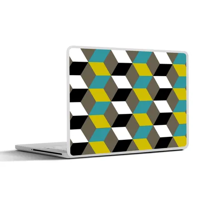 Produktbild von MuchoWow® Laptop Aufkleber Sticker Cover Blöcke - Muster - 3D 31x22.5 cm - Laptop-Deko