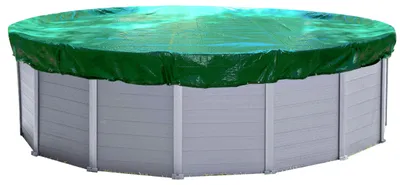 Produktbild von Poolabdeckung Rund für 320-366 cm Pools | Planenmaß Ø 420 cm | Grün | Sommer & Winter Poolplane | Abdeckplane 200 g/m² PE | Zweifach Beschichtete Abdeckung | UV-Resistent