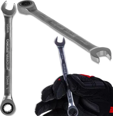 Immagine prodotto di ROCKFORCE Chiave a forchetta con cricchetto 10 mm in acciaio Cr-V