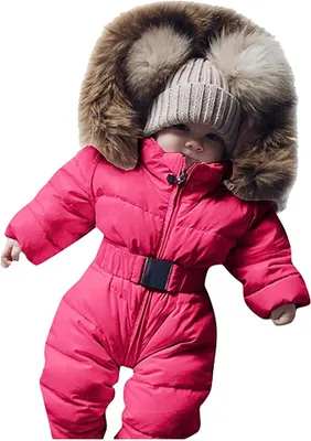 Produktbild von 80cm -Baby Winter Overall mit Kapuze Strampler Schneeanzug Daunen-Skianzug Strampler Jungen Mädchen Langarm Jumpsuit Warm Outfits Geschenk Outfits für 0-24 Monate