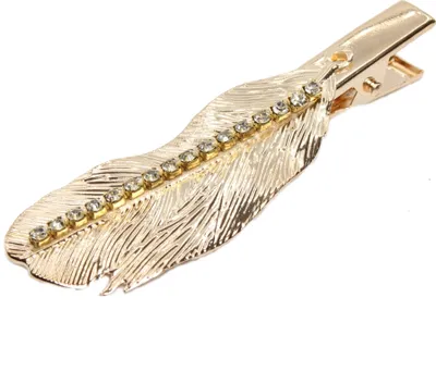 Produktbild von Metal Haarklammer Feder Strass in der Farbe Gold