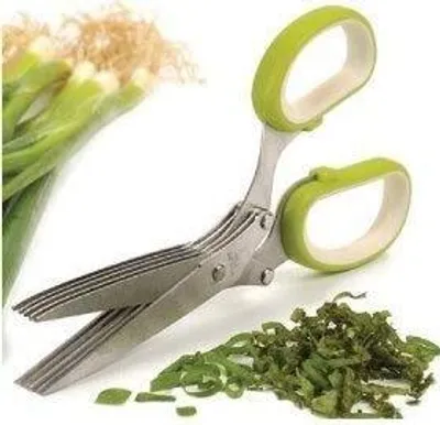 Produktbild von Kräuterschere Küchenschere Kräuterschneider 5-fach Klingen aus Edelstahl.