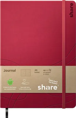 Produktbild von share Notizbuch A5 96 Blatt punktkariert 80 g/qm rot