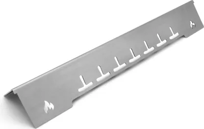 A stainless steel heat plate for a grill, shown at an angle on a white background.