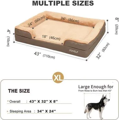 Productafbeelding van Hondenbed Orthopedisch - Sofa-Style 110x82x20 cm - Polyurethaanschuim - Polyester - Voor Grote Honden