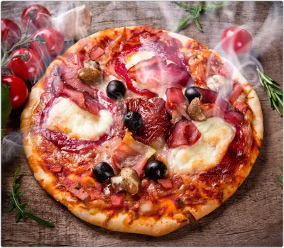 Produktbild von Spritzschutz Herdabdeckplatte Schneidebrett aus Glas heisse Pizza 1-Teilig (60x52cm)