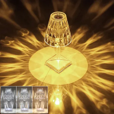 Produktbild von LED Kristall Tischlampe Dimmbar Nachttischlampe Nachtlicht Wiederaufladbare Schreibtischlampe für Schlafzimmer Bar Party Esszimmer Deko