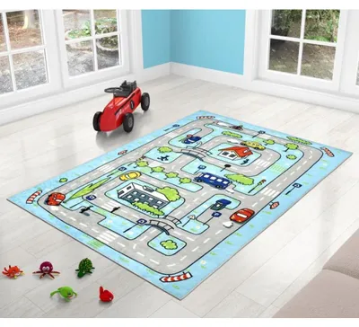 Immagine prodotto di Tappeto per bambini 100x150 cm pista per auto blu