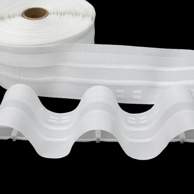 Produktbild von Gardinenband 10m Wellenfalten Weiß-100mm 1:1.5 Kräuselband Faltenband