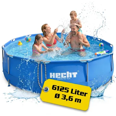 Produktbild von HECHT 3690 Metall Frame Pool Gartenpool | 360 x 76 cm | 6125 Liter | 2 x 32 mm Ø-Pumpenanschluss