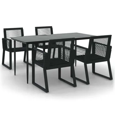 Produktbild von 5-tlg. Garten-Essgruppe Schwarz PVC Rattan