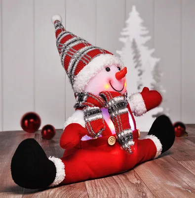 Produktbild von Haushalt International Weihnachtsdekoration, LED Weihnachtsfigur, Kunststoff und Polyester, mehrfarbig, ca. 43 x 25 cm (BxH), energiesparend, langlebig, für Innenbereich, mit Mütze, Schal und Handschuhen