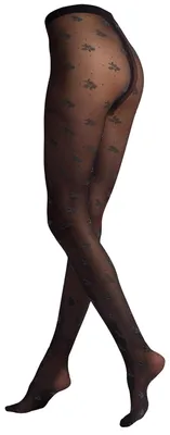 Productafbeelding van KUNERT dameskousen, model Romantic Love, bloemenprint, 30 den, zwart, maat 42-44