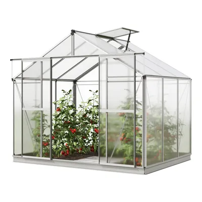 Produktbild von Gewächshaus Orchidee 3 Alu-Rahmen 256x192cm Polycarbonat Platten - mit Fundamentrahmen & automatischem Fensteröffner