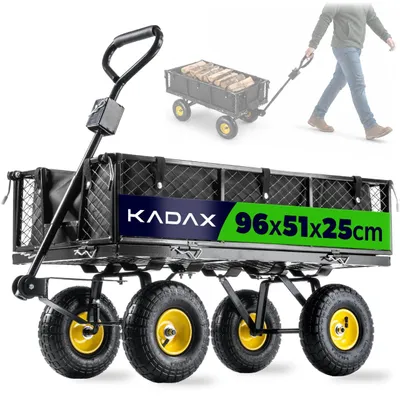 Zdjęcie produktu dla KADAX Wózek Ogrodowy Taczka Transportowy Przyczepka 300kg z Plandeką Duży
