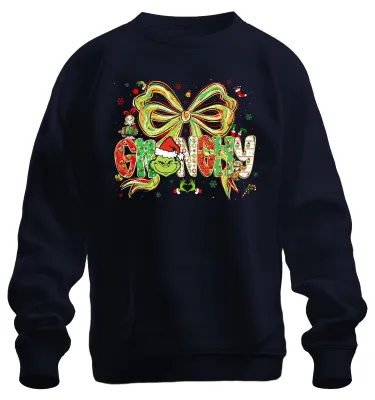 Produktbild von Grinchy Weihnachtsgrinch lustig Santa Schleife Geschenk Sweatshirt Pullover, Navy, S