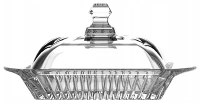 Produktbild von Butterdose aus Glas mit Deckel, transparent, 17 cm, dekorative Rillen