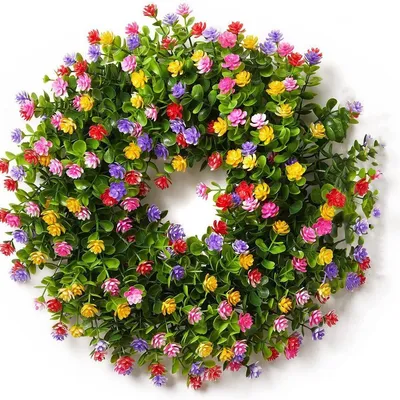 Produktbild von Kunstkranz Blumenkranz, 48/53cm PVC bunte Eukalyptus Blumenkranz Tür Dekoration