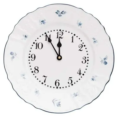 Image de Horloge, porcelaine tchèque, Bernadotte, 27 cm, roses bleues, Thun 1794