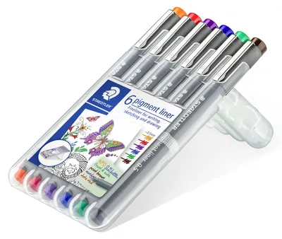 Produktbild von STAEDTLER pigment liner 308 Fineliner Box mit 6 Farben, 0,5 mm